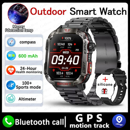 Men's Waterproof Bluetooth Call GPS Flashlight Compass Smartwatch