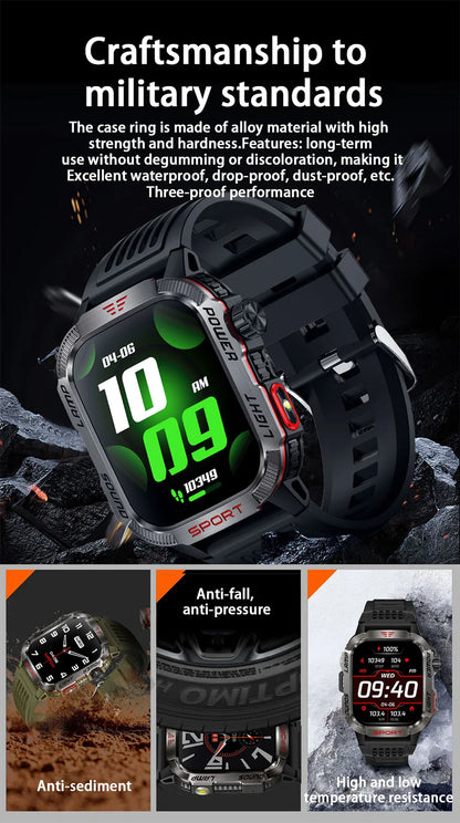 Men's Waterproof Bluetooth Call GPS Flashlight Compass Smartwatch