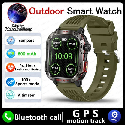 Men's Waterproof Bluetooth Call GPS Flashlight Compass Smartwatch