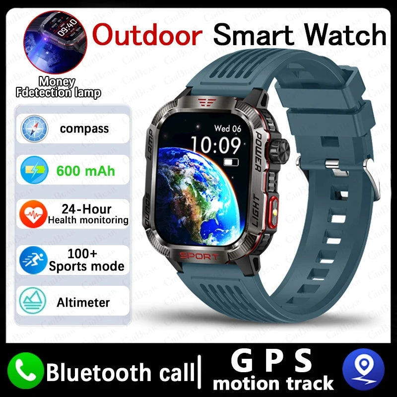 Men's Waterproof Bluetooth Call GPS Flashlight Compass Smartwatch