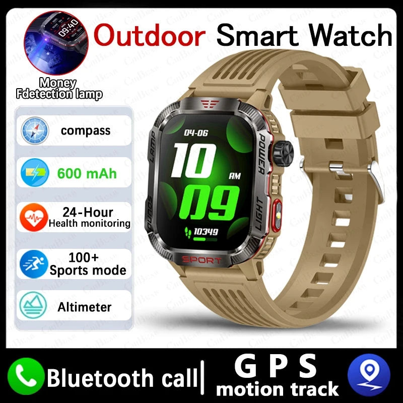 Men's Waterproof Bluetooth Call GPS Flashlight Compass Smartwatch