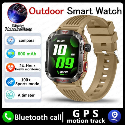 Men's Waterproof Bluetooth Call GPS Flashlight Compass Smartwatch